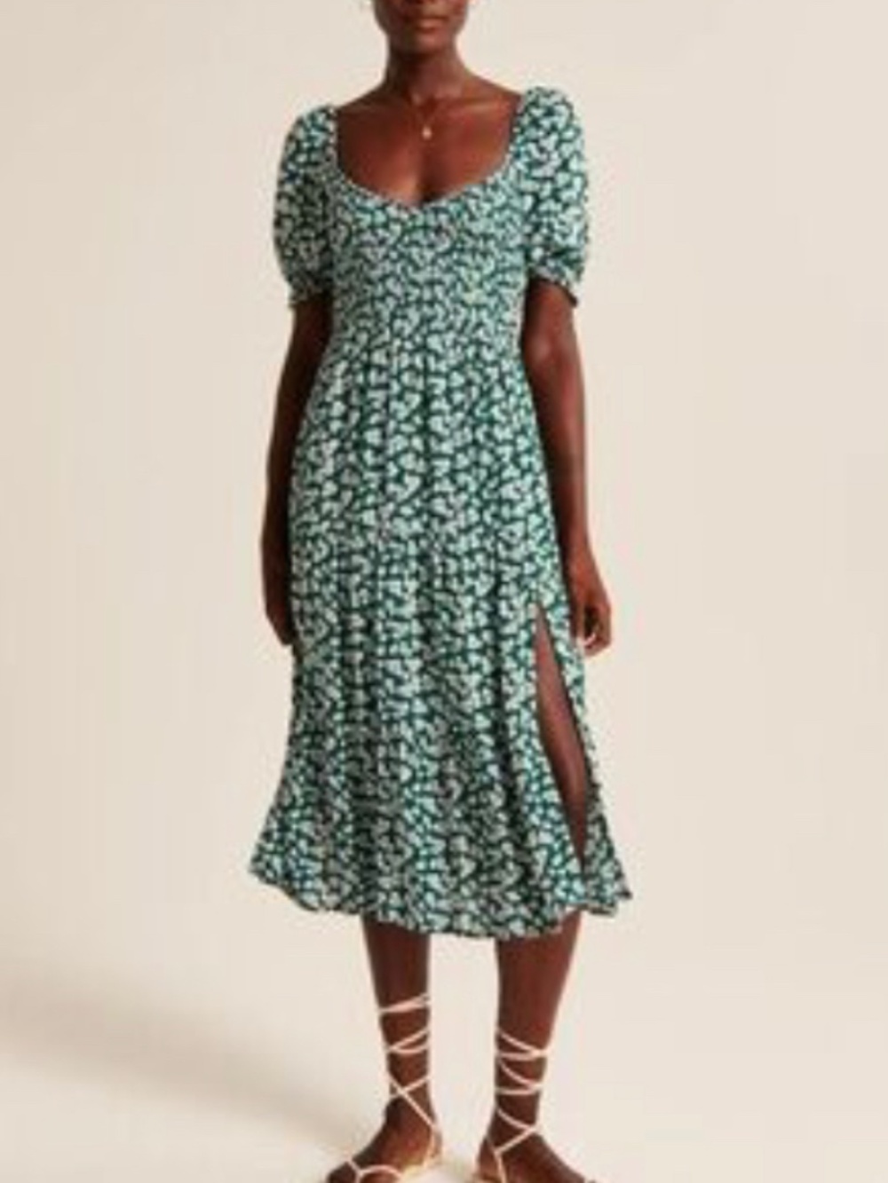 Abercrombie & Fitch Teal Floral Midi Dress
